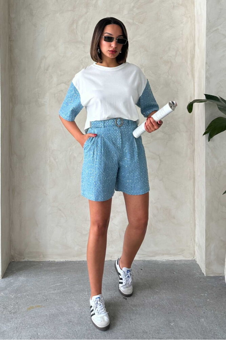 Sequin Denim Shorts - Brand: Topshow - Women & Kids, Baby Clothes Wholesale - TheBS Women