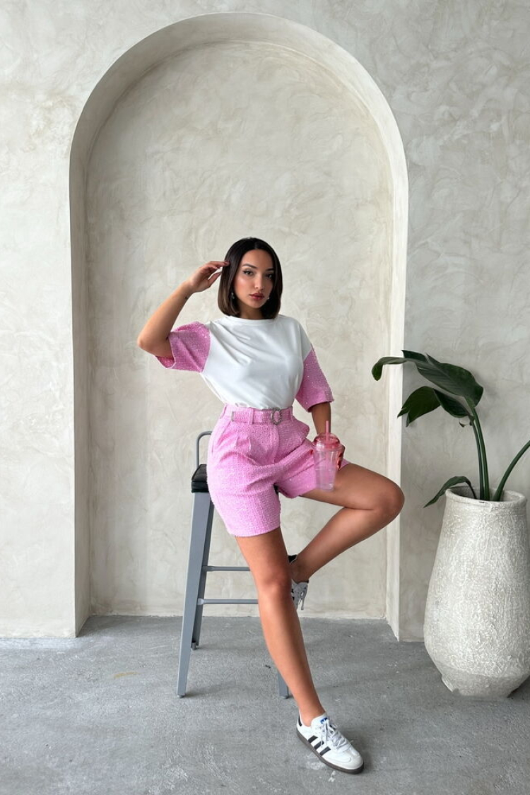 Sleeve Detailed T-Shirt - Producer: Topshow - Wholesale Women Clothes - TheBS Women