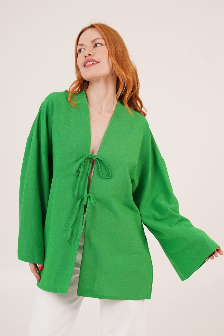 Front Tie Up Detailed Spanish Sleeve WholesaleTunic - Producer: Lustrin - Wholesale Women Clothes - TheBS Women