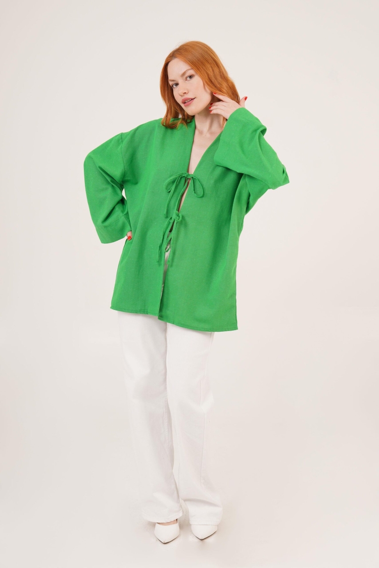 Front Tie Up Detailed Spanish Sleeve WholesaleTunic - Producer: Lustrin - Wholesale Women Clothes - TheBS Women