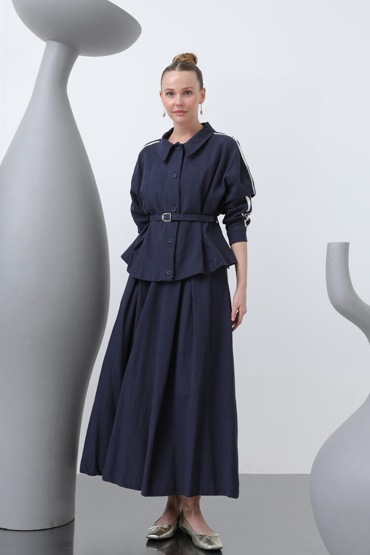 Waist Belt Skirt Set - Navy - Producer: Puane - Wholesale Women Clothes - TheBS Women