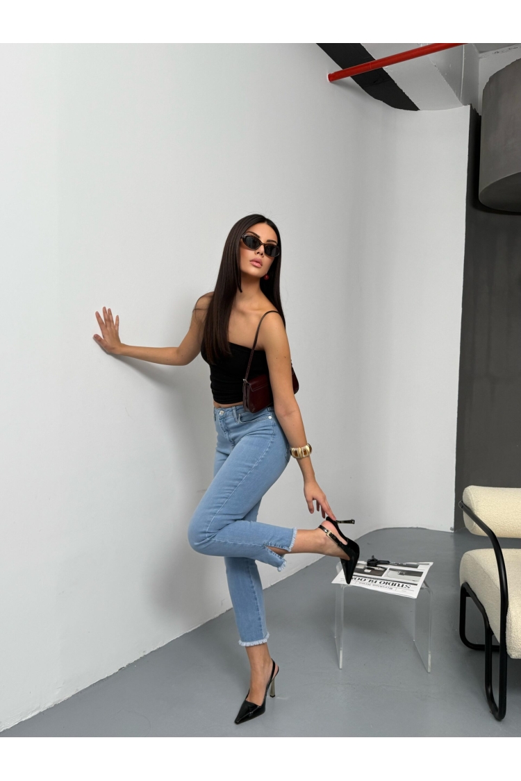 High Waist Leg Cut Out Tassel Detailed LightJeans Pants - Brand: LACARINO - Women & Kids, Baby Clothes Wholesale - TheBS Women