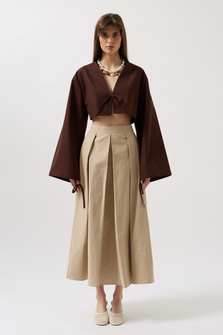Tie Up Detail Long Sleeve Blouse - Producer: Black Fashion - Wholesale Women Clothes - TheBS Women