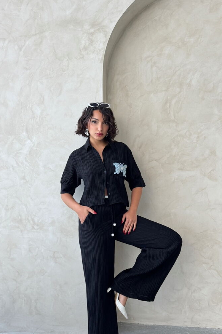 Butterfly Detailed Pleated Shirt - Producer: Topshow - Wholesale Women Clothes - TheBS Women
