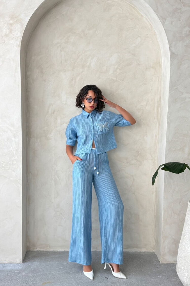 Butterfly Detailed Pleated Shirt - Producer: Topshow - Wholesale Women Clothes - TheBS Women