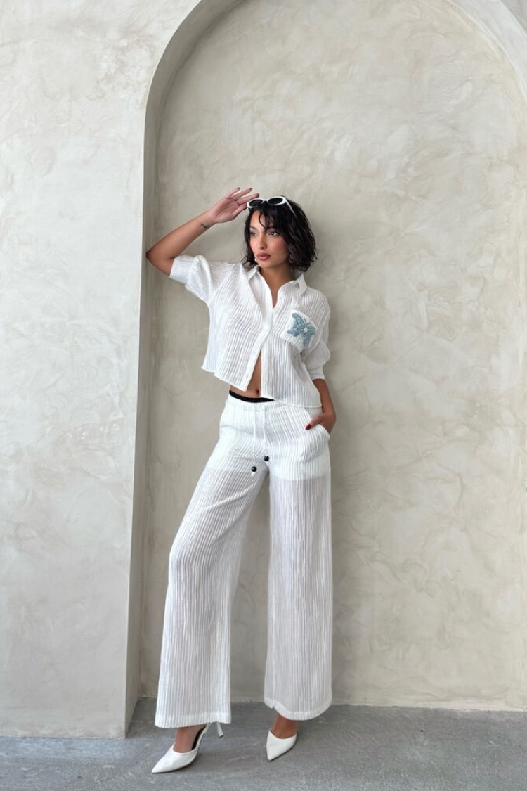 Butterfly Detailed Pleated Shirt - Producer: Topshow - Wholesale Women Clothes - TheBS Women