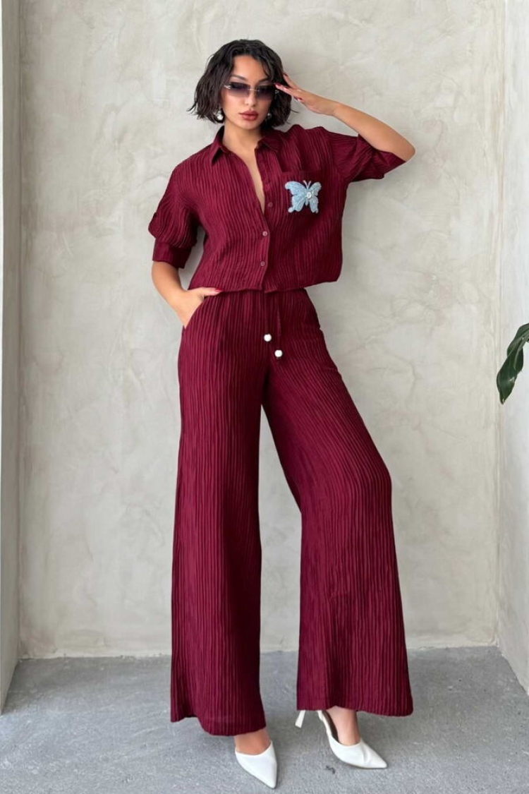 Pleise Wholesale Pants - Burgundy