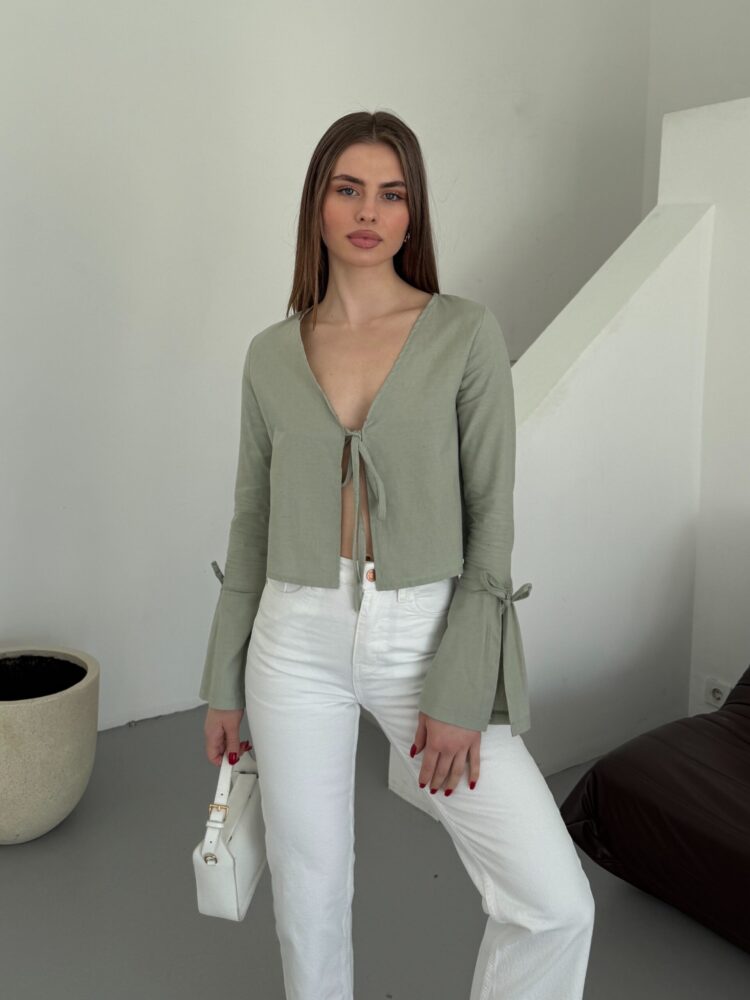 Linen Tie Shirt - Producer: My Fashion - Wholesale Women Clothes - TheBS Women