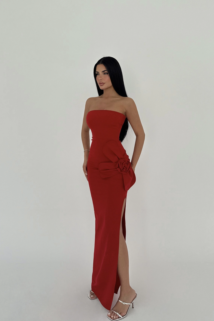 Rose Detail Strapless Dress - Producer: EYYO ATELIER - Wholesale Women Clothes - TheBS Women