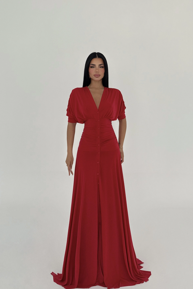 Button Detail Long Dress - Producer: EYYO ATELIER - Wholesale Women Clothes - TheBS Women