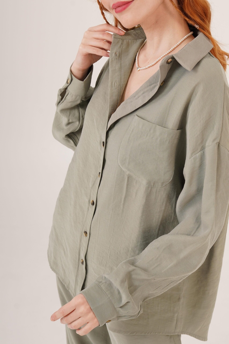 Slash Pattern Low Shoulder One PocketWholesale Shirt - Brand: Lustrin - Women & Kids, Baby Clothes Wholesale - TheBS Women