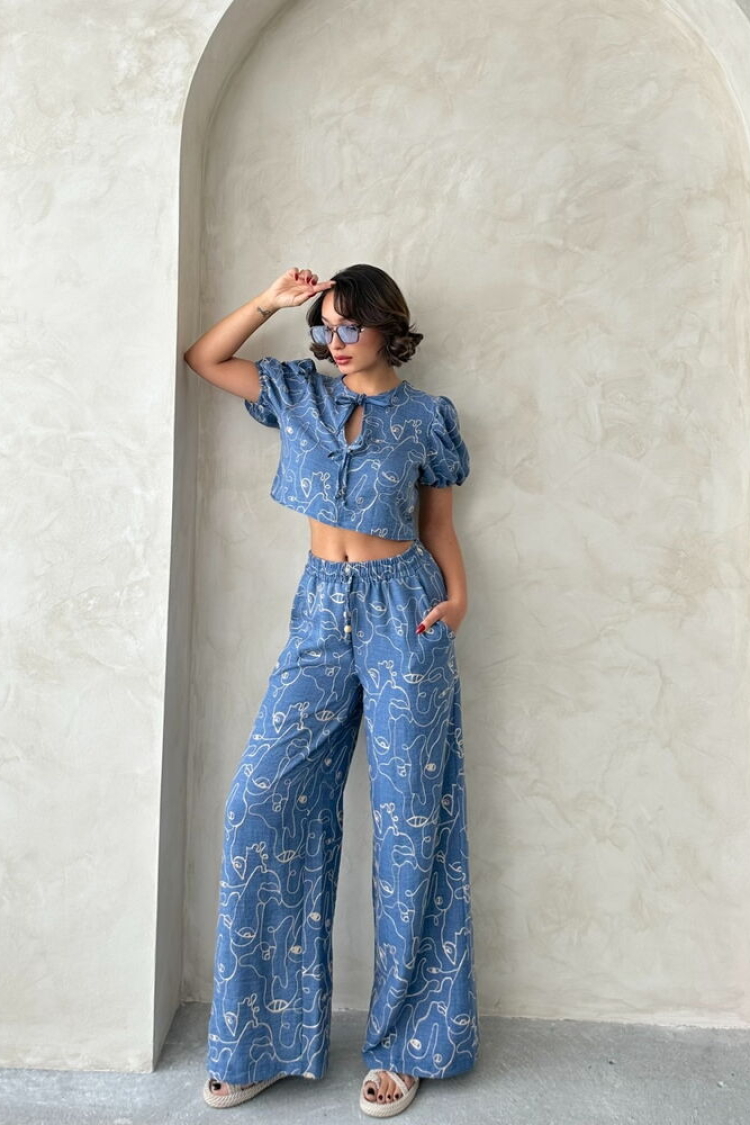 Embroidered Front Tie Blouse - Dark - Producer: Topshow - Wholesale Women Clothes - TheBS Women