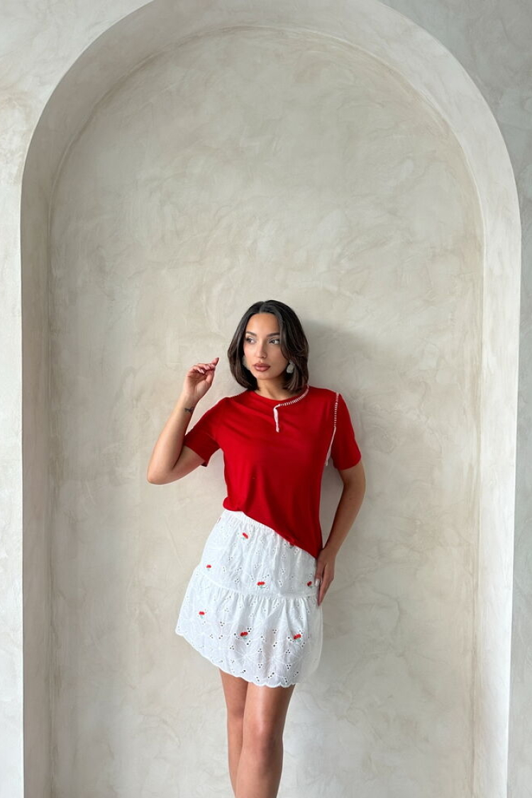Floral Embroidered Above Knee Wholesale Skirt - Producer: Topshow - Wholesale Women Clothes - TheBS Women