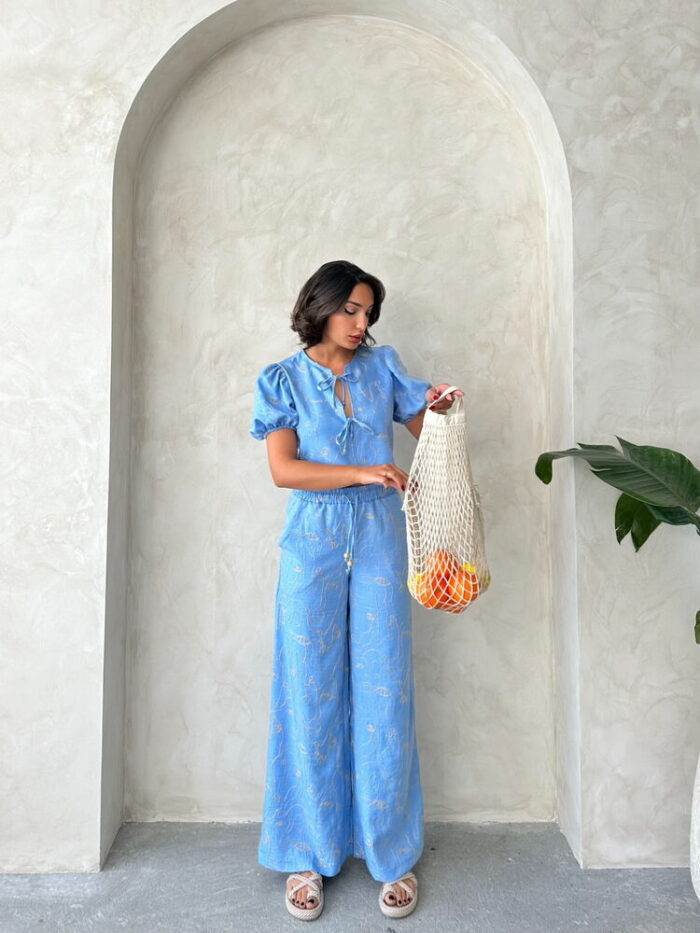 Embroidered Front Tie Blouse - Light - Producer: Topshow - Wholesale Women Clothes - TheBS Women