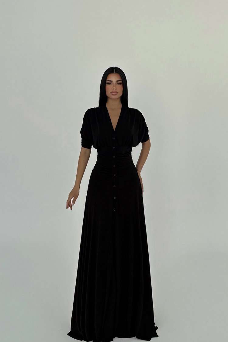 Button Detailed Long Dress - Producer: EYYO ATELIER - Wholesale Women Clothes - TheBS Women