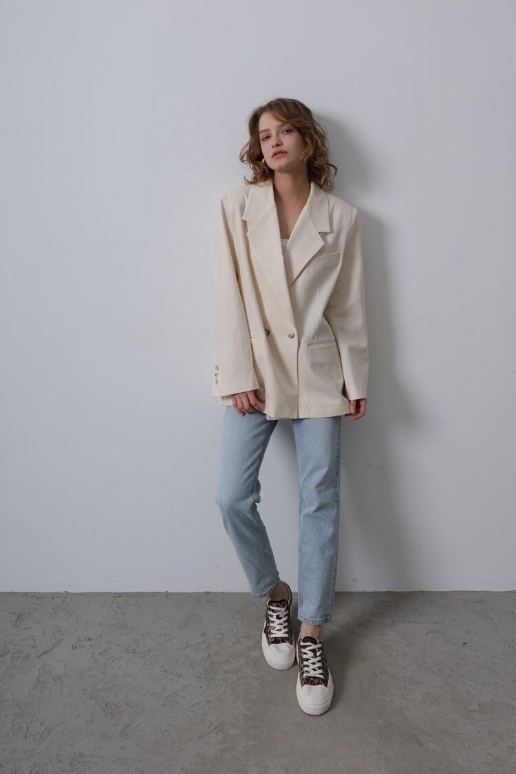 Oversize Blazer Jacket - Stone - Producer: Reyon - Wholesale Women Clothes - TheBS Women