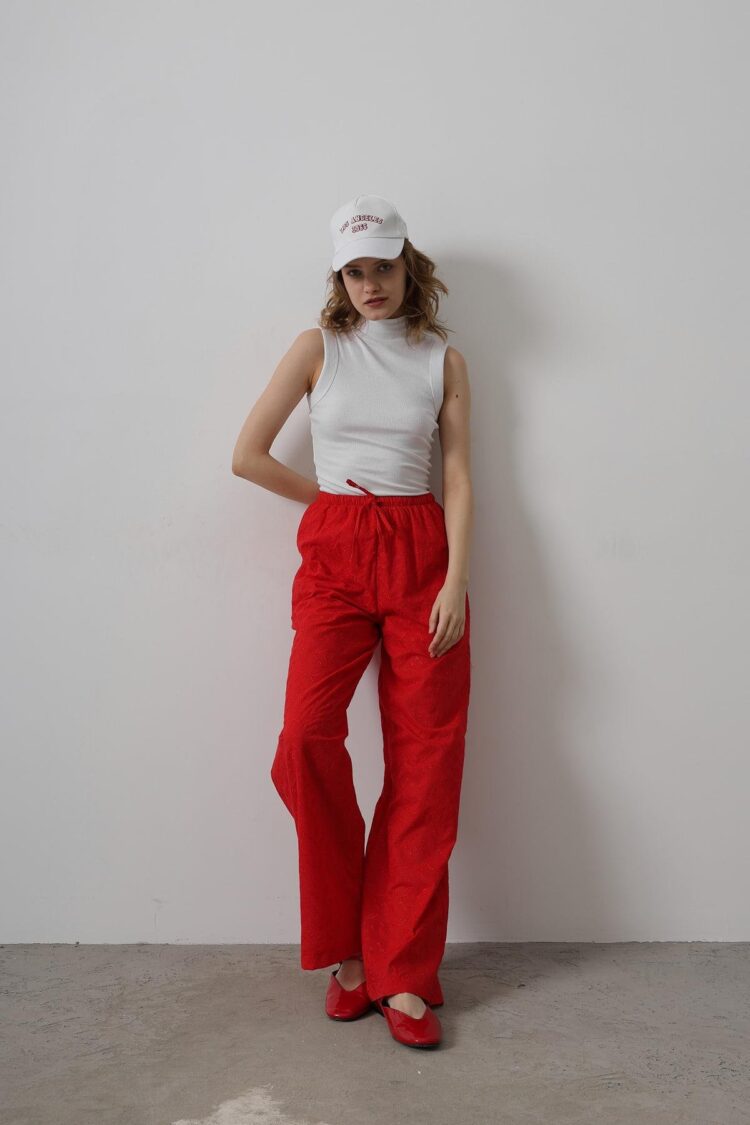 Tie Waist Embroidered Pants - Producer: Reyon - Wholesale Women Clothes - TheBS Women