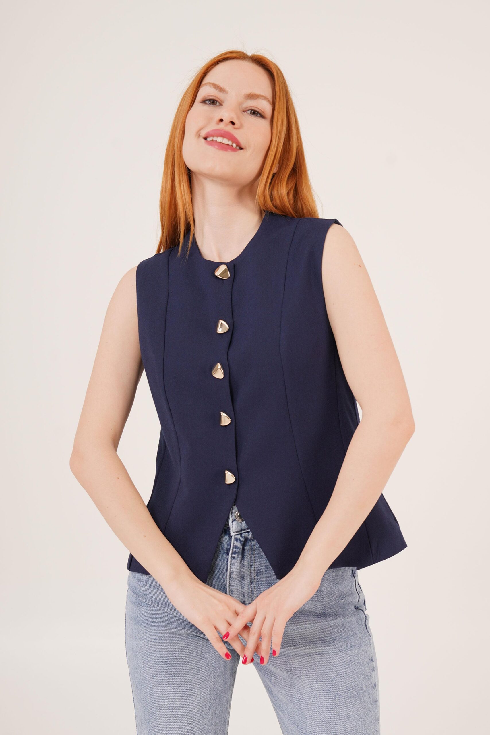 Bright Button DetailedWholesale Vest - Brand: Lustrin - Women & Kids, Baby Clothes Wholesale - TheBS Women