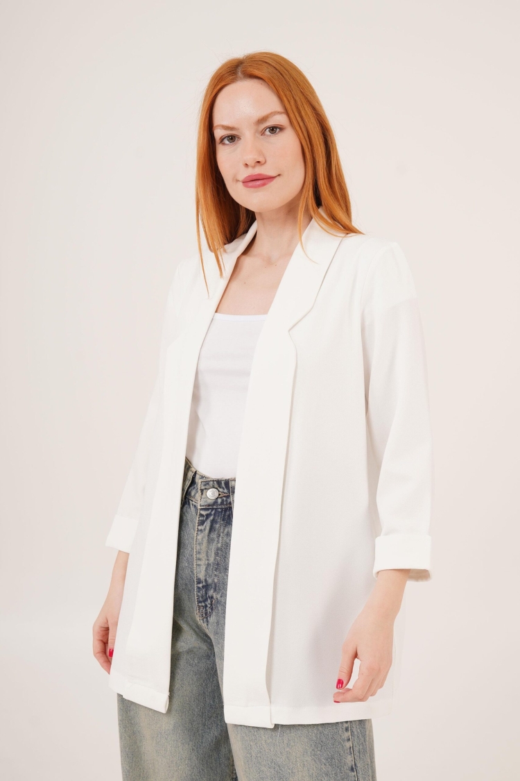 Sleeve Folding Stitching DetailedWholesale Summer Blazer Jacket - Brand: Lustrin - Women & Kids, Baby Clothes Wholesale - TheBS Women