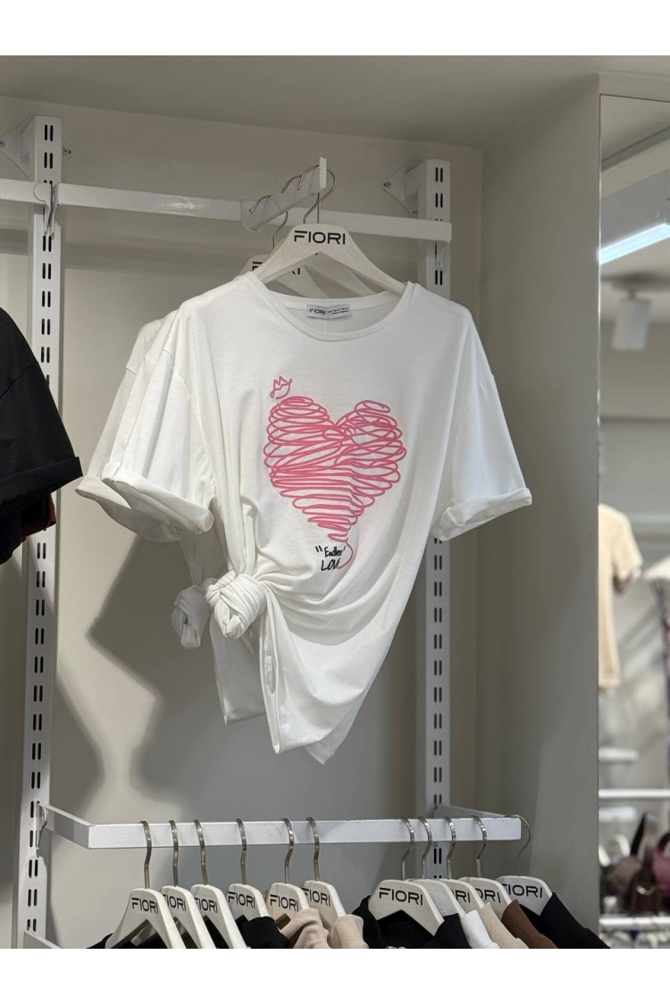 Heart Printed Tshirt - Brand: Fiori - Women & Kids, Baby Clothes Wholesale - TheBS Women