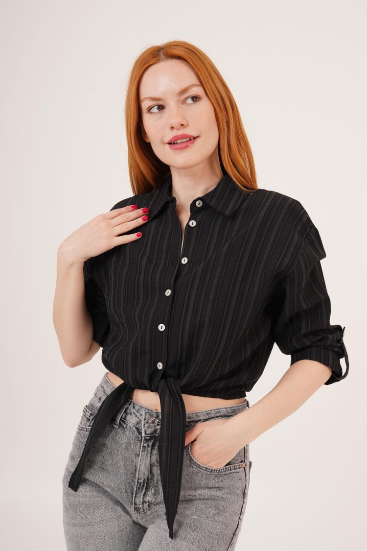 Tie Up Detailed Crop WholesaleShirt - Brand: Lustrin - Women & Kids, Baby Clothes Wholesale - TheBS Women
