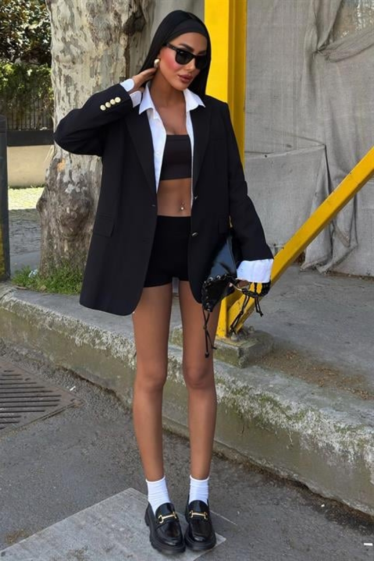Gold Buttoned Blazer Jacket - Producer: Sobe Istanbul - Wholesale Women Clothes - TheBS Women