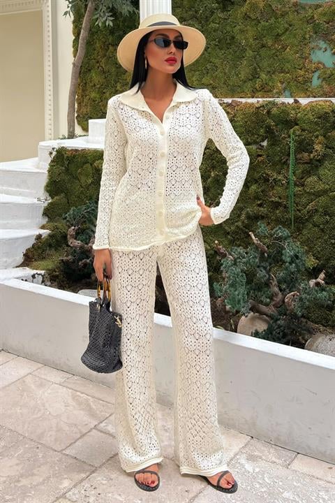 Knit Fabric Transparent Two Piece Suit - Producer: Sobe Istanbul - Wholesale Women Clothes - TheBS Women
