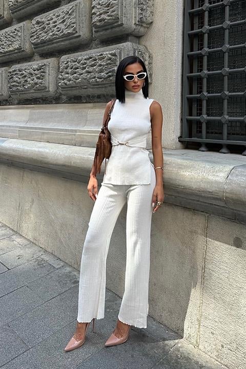 Self Belted Two Piece Suit - Producer: Sobe Istanbul - Wholesale Women Clothes - TheBS Women
