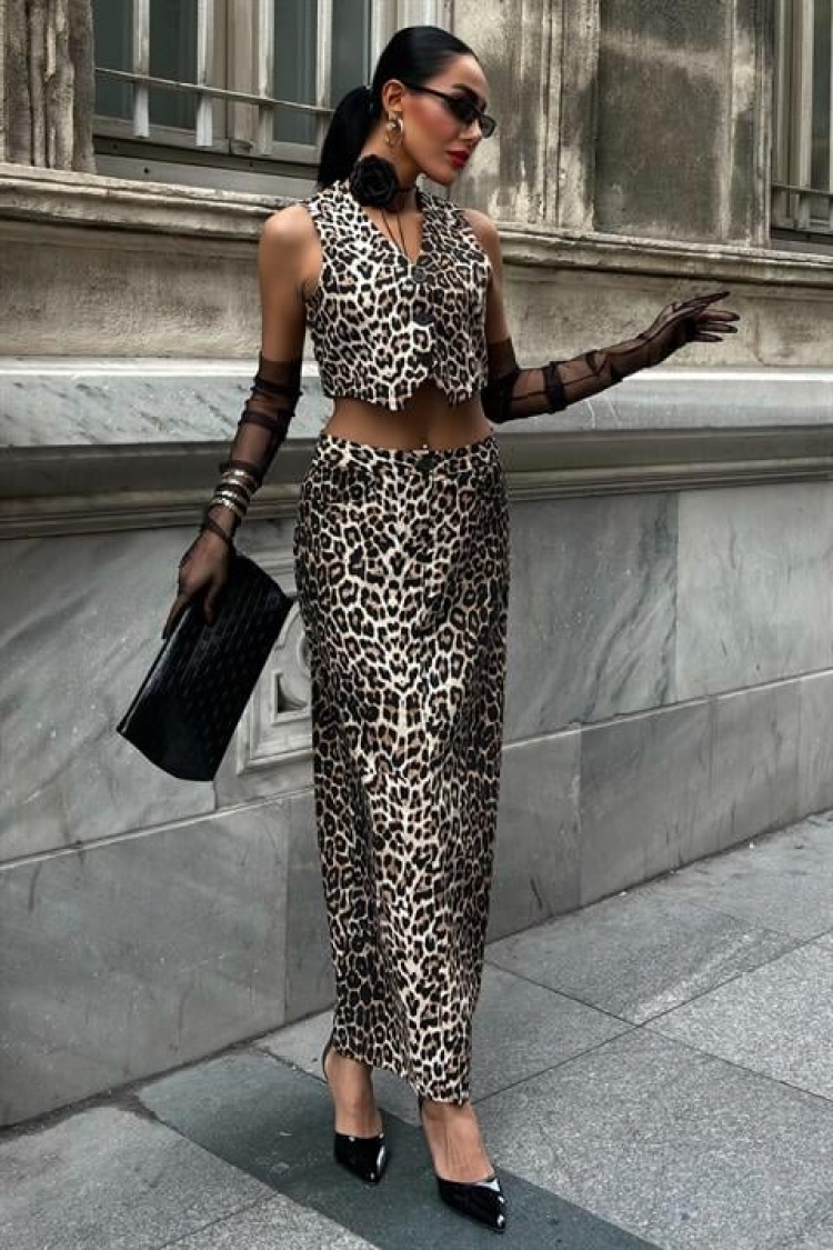 Leopard Patterned Gabardine Suit - Producer: Sobe Istanbul - Wholesale Women Clothes - TheBS Women