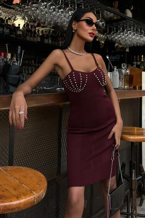 Belina Stone Detailed Mini Dress - Producer: Sobe Istanbul - Wholesale Women Clothes - TheBS Women