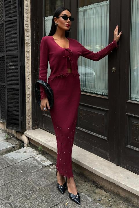 Ferry Pearl Detailed Three Piece Suit - Producer: Sobe Istanbul - Wholesale Women Clothes - TheBS Women