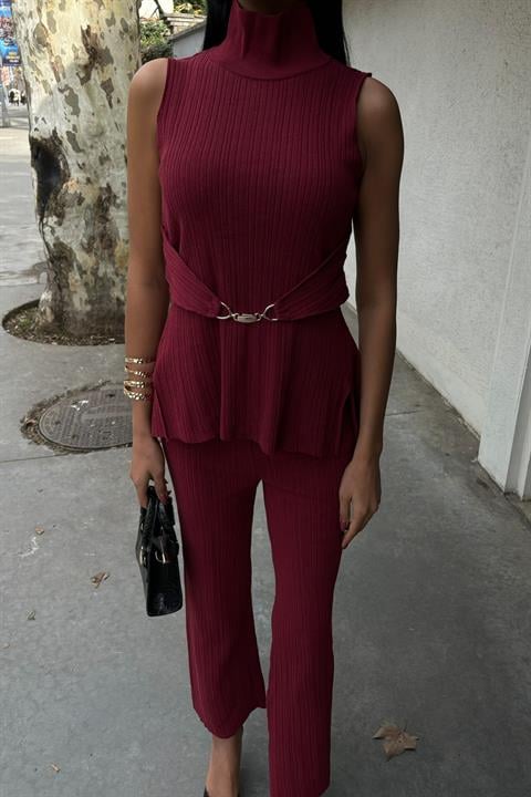 Rose Stand Collar Ribbed Suit - Producer: Sobe Istanbul - Wholesale Women Clothes - TheBS Women