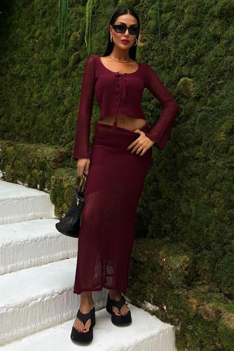 Crochet Tie Set - Burgundy - Producer: Sobe Istanbul - Wholesale Women Clothes - TheBS Women