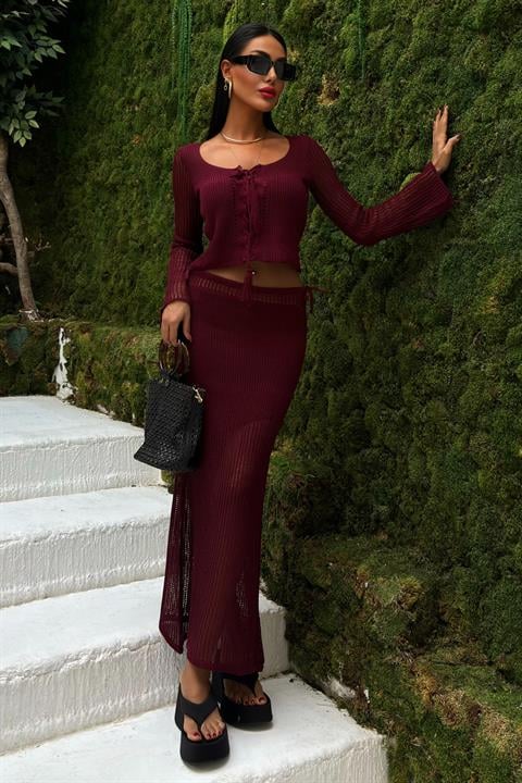 Crochet Tie Set - Burgundy - Producer: Sobe Istanbul - Wholesale Women Clothes - TheBS Women