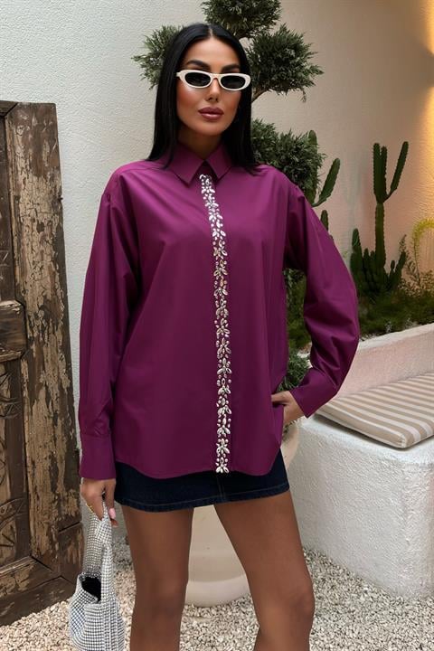 Front Stripe Stone Shirt - Producer: Sobe Istanbul - Wholesale Women Clothes - TheBS Women
