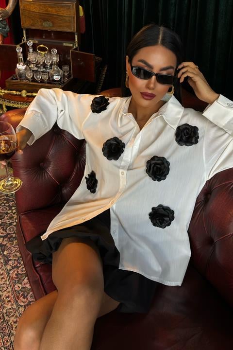 Rose Accessory Poplin Shirt - Producer: Sobe Istanbul - Wholesale Women Clothes - TheBS Women