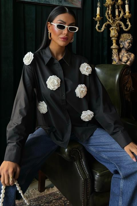 Rose Accessory Poplin Shirt - Producer: Sobe Istanbul - Wholesale Women Clothes - TheBS Women