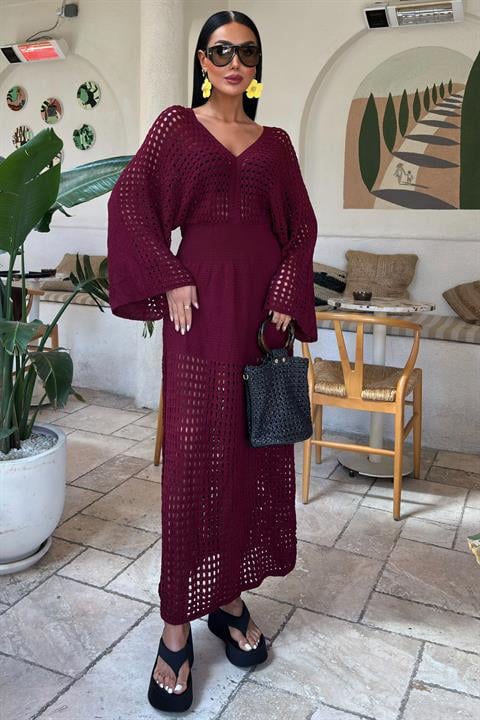 Bat Sleeve Openwork Knitwear Dress - Producer: Sobe Istanbul - Wholesale Women Clothes - TheBS Women