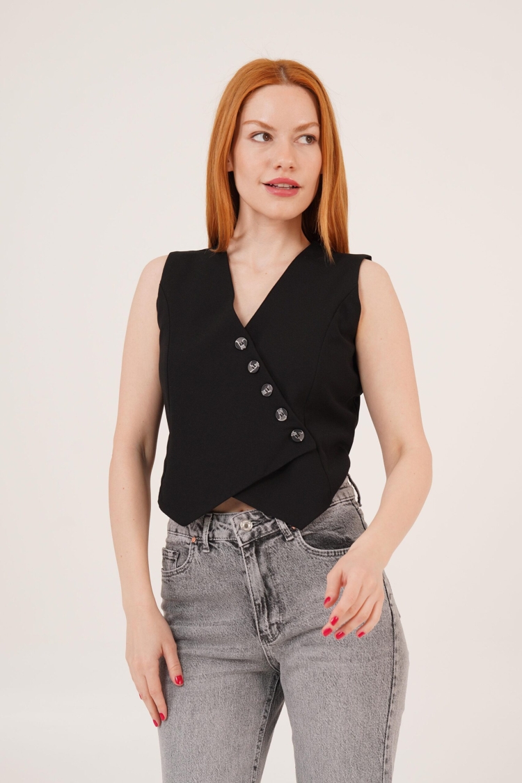 Triangular Cut WholesaleVest With V Neck Buttons - Brand: Lustrin - Women & Kids, Baby Clothes Wholesale - TheBS Women
