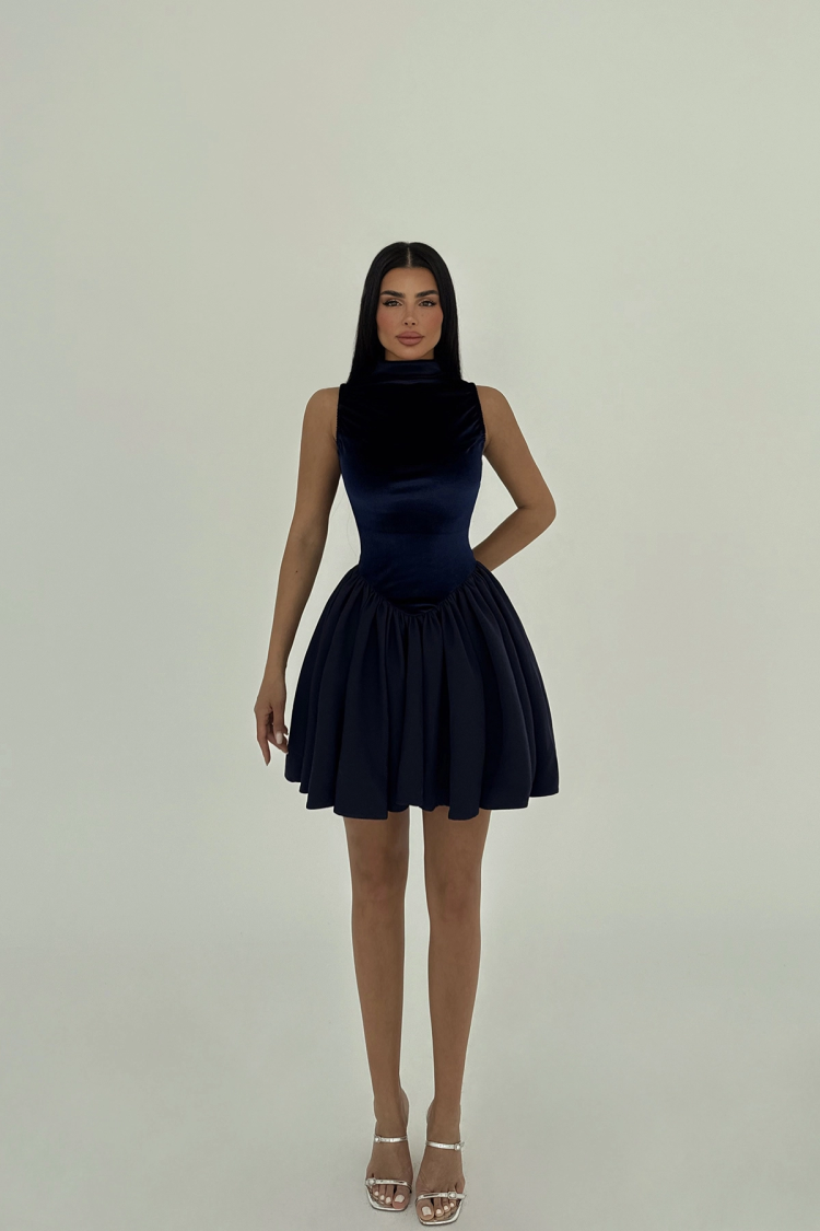 NavyVelvet Mini Dress - Producer: EYYO ATELIER - Wholesale Women Clothes - TheBS Women