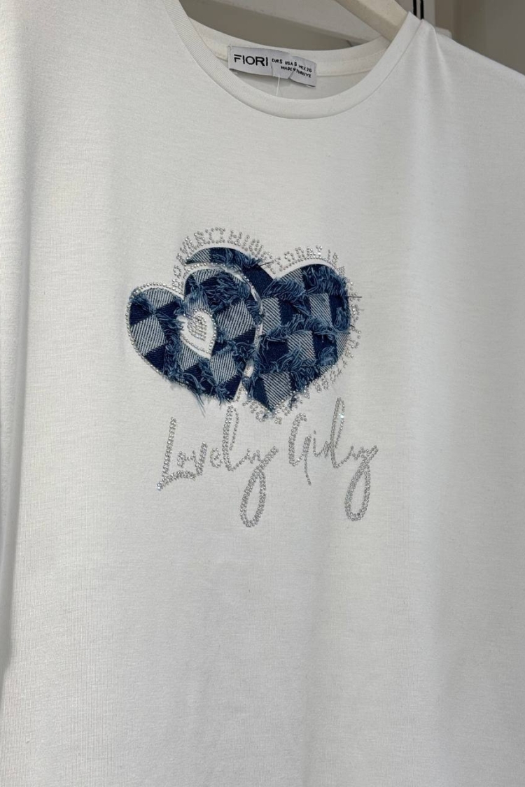 Heart Printed Tshirt - Producer: Fiori - Wholesale Women Clothes - TheBS Women