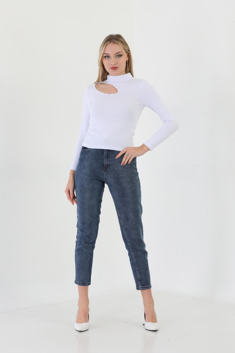 EdelleTurtleneck Stone Embroidered Long Sleeve Ribbed T-Shirt - Brand: EDELLE - Women & Kids, Baby Clothes Wholesale - TheBS Women