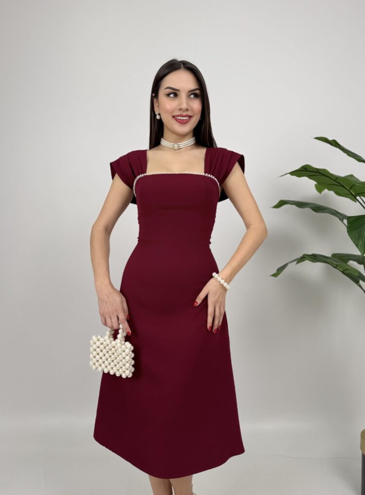 Chest Stripe Pearl Detail Dress - Producer: Miss Janell - Wholesale Women Clothes - TheBS Women