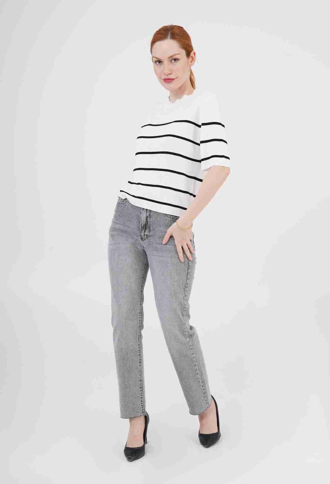 Striped Short SleeveWholesale Blouse - Brand: Lustrin - Women & Kids, Baby Clothes Wholesale - TheBS Women