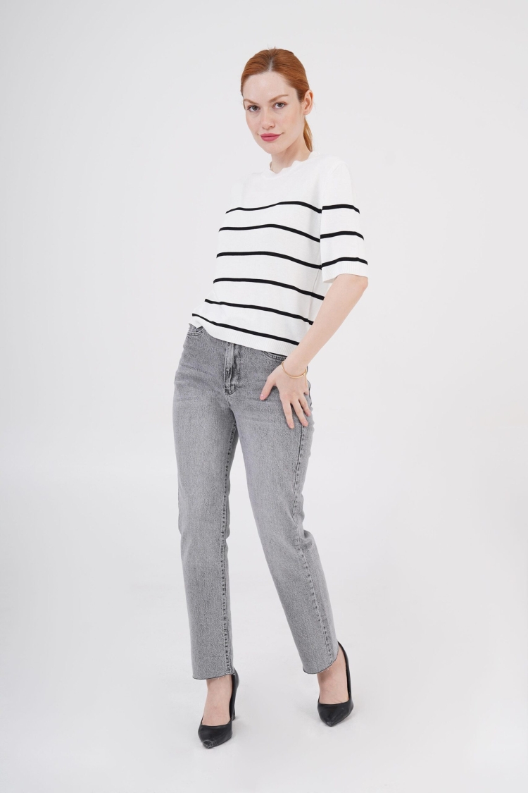 Striped Short SleeveWholesale Blouse - Brand: Lustrin - Women & Kids, Baby Clothes Wholesale - TheBS Women
