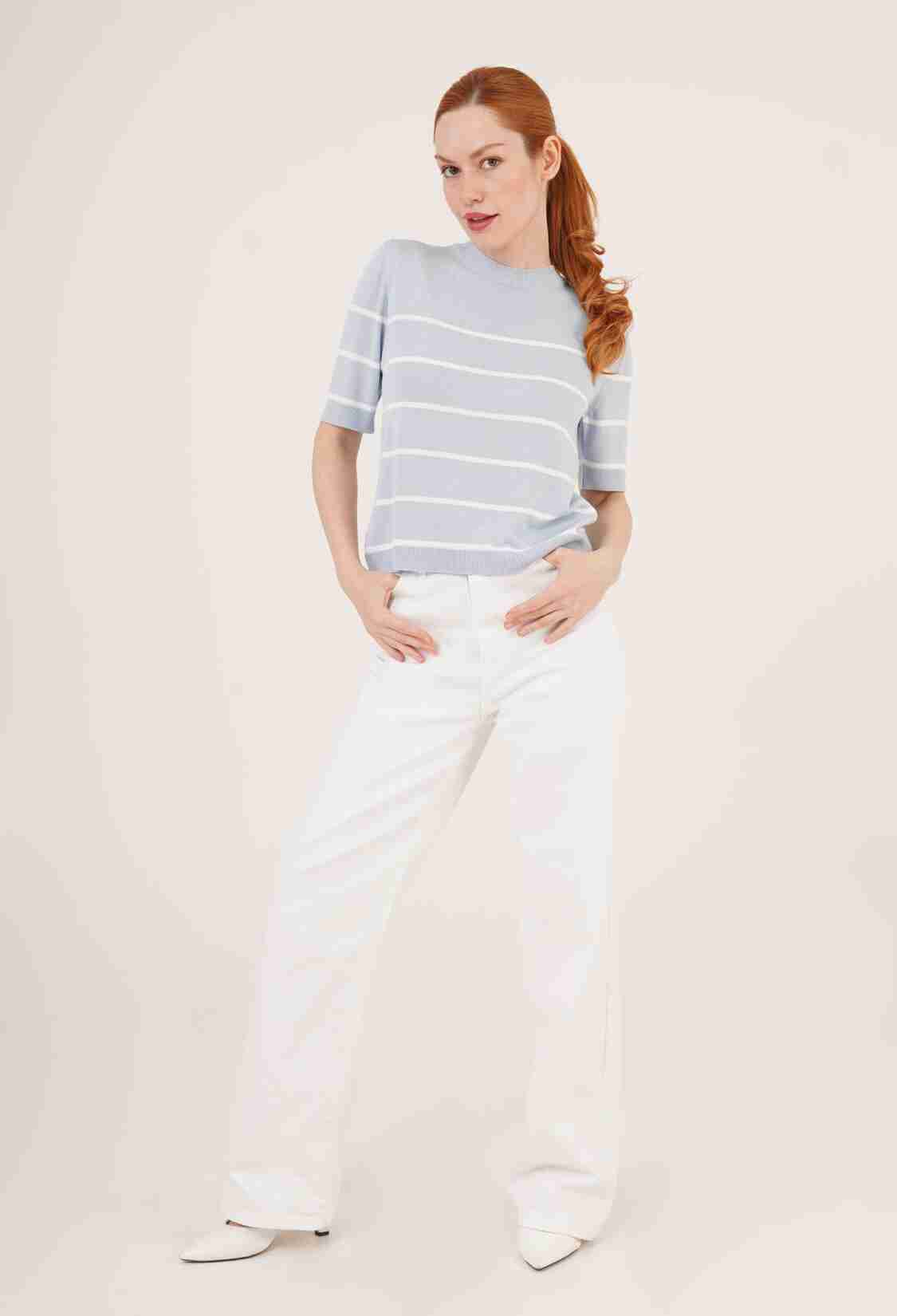 Striped Short Sleeve BabyWholesale Blouse - Brand: Lustrin - Women & Kids, Baby Clothes Wholesale - TheBS Women
