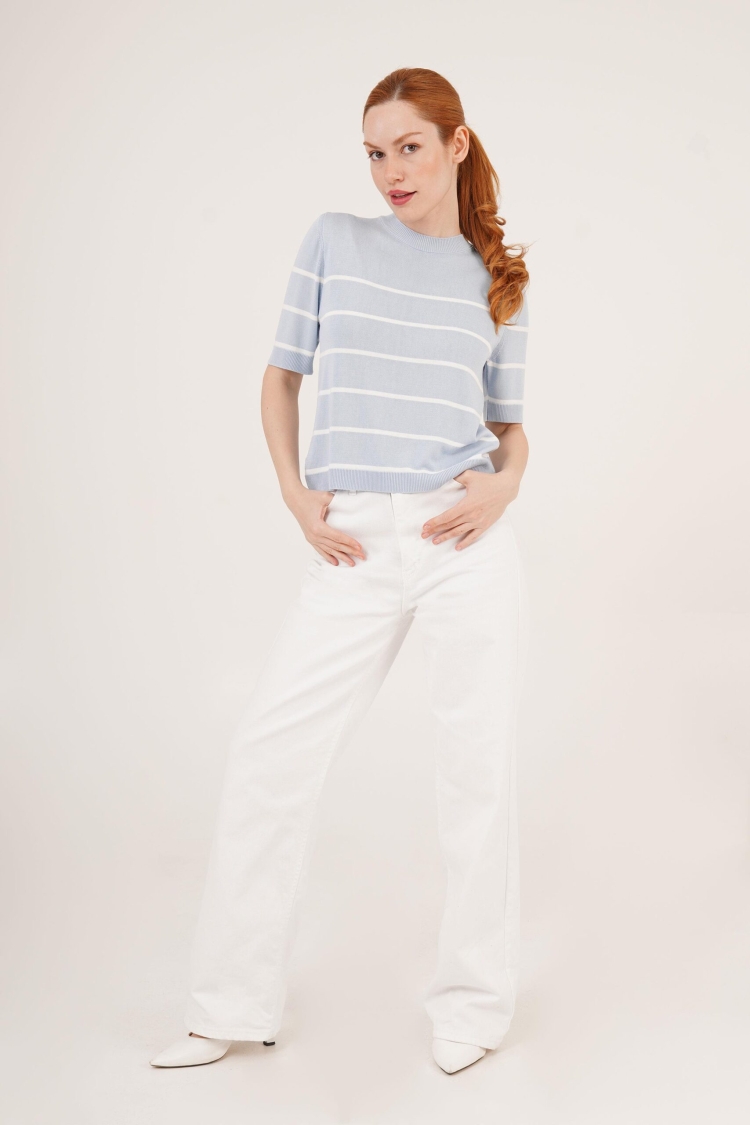 Striped Short Sleeve BabyWholesale Blouse - Brand: Lustrin - Women & Kids, Baby Clothes Wholesale - TheBS Women