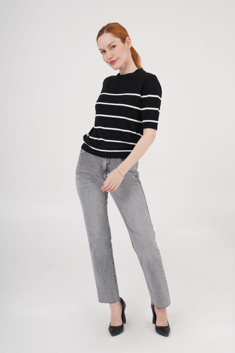 Striped Short SleeveWholesale Blouse - Brand: Lustrin - Women & Kids, Baby Clothes Wholesale - TheBS Women