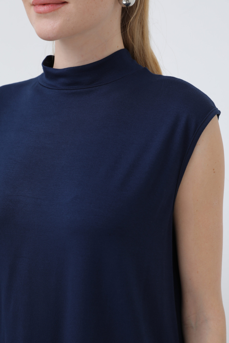 Sleeveless Crew Neck Blouse - Navy - Producer: Puane - Wholesale Women Clothes - TheBS Women
