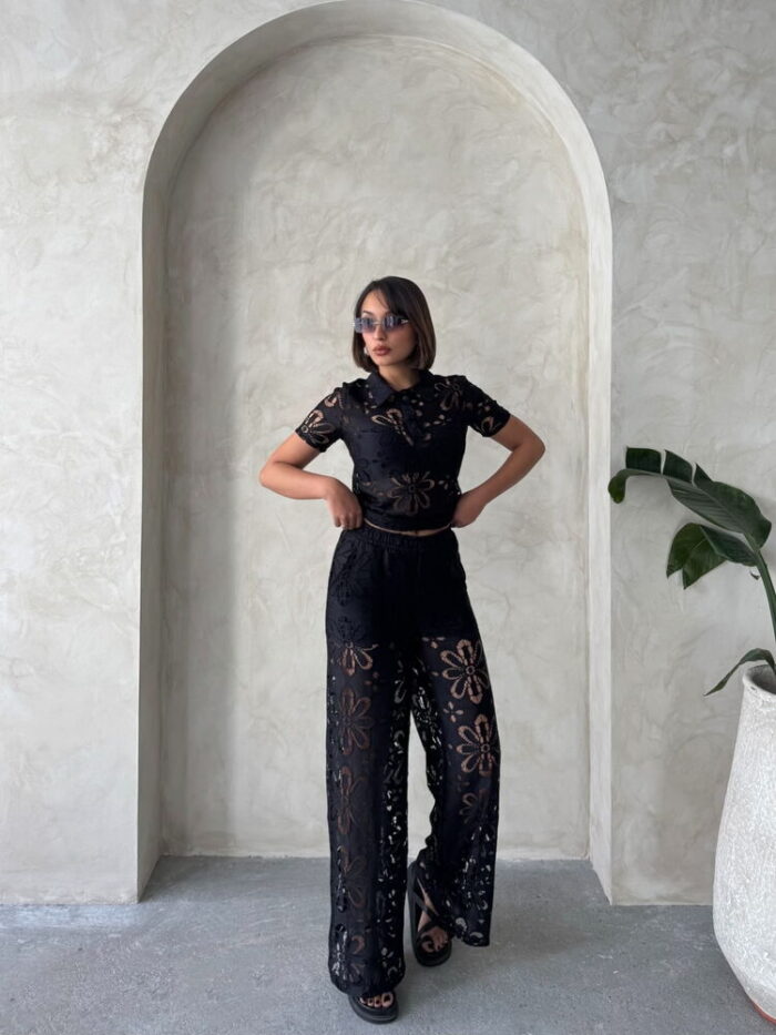 Shirt Collar Lace Blouse - Black - Producer: Topshow - Wholesale Women Clothes - TheBS Women
